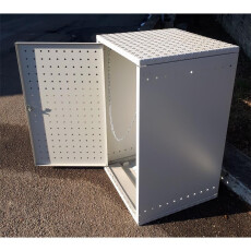 Mülltonnenbox Metall Einzelbox 120l RAL 9006 Knopfverriegelung mit Pflanzschale