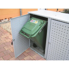 Mülltonnenbox Metall Doppelbox 120l komplett montiert Aluminium